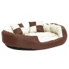 Coussin réversible lavable de chien Marron et crème 110x80x23cm 