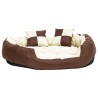 Coussin réversible lavable de chien Marron et crème 110x80x23cm 