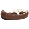 Coussin réversible lavable de chien Marron et crème 110x80x23cm 
