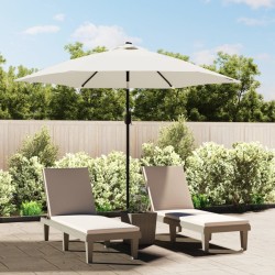 Parasol sable blanc avec Poteau en Acier 3 m 