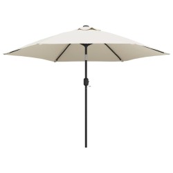 Parasol sable blanc avec Poteau en Acier 3 m 