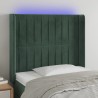 Tête de lit à LED Vert foncé 93x16x118/128 cm Velours 