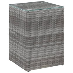 Table d'appoint à dessus en verre Gris 35x35x52 cm Poly rotin 