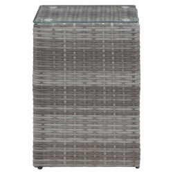 Table d'appoint à dessus en verre Gris 35x35x52 cm Poly rotin 