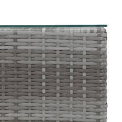 Table d'appoint à dessus en verre Gris 35x35x52 cm Poly rotin 
