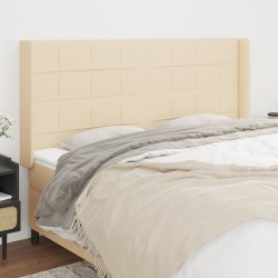 Tête de lit avec oreilles Crème 163x16x118/128 cm Tissu 