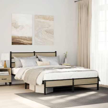 Cadre de lit sans matelas chêne sonoma 137x190 cm 