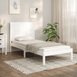 Cadre de lit sans matelas blanc 75x190 cm bois de pin massif 