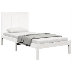 Cadre de lit sans matelas blanc 75x190 cm bois de pin massif 