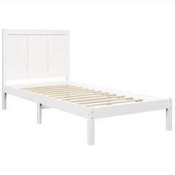 Cadre de lit sans matelas blanc 75x190 cm bois de pin massif 