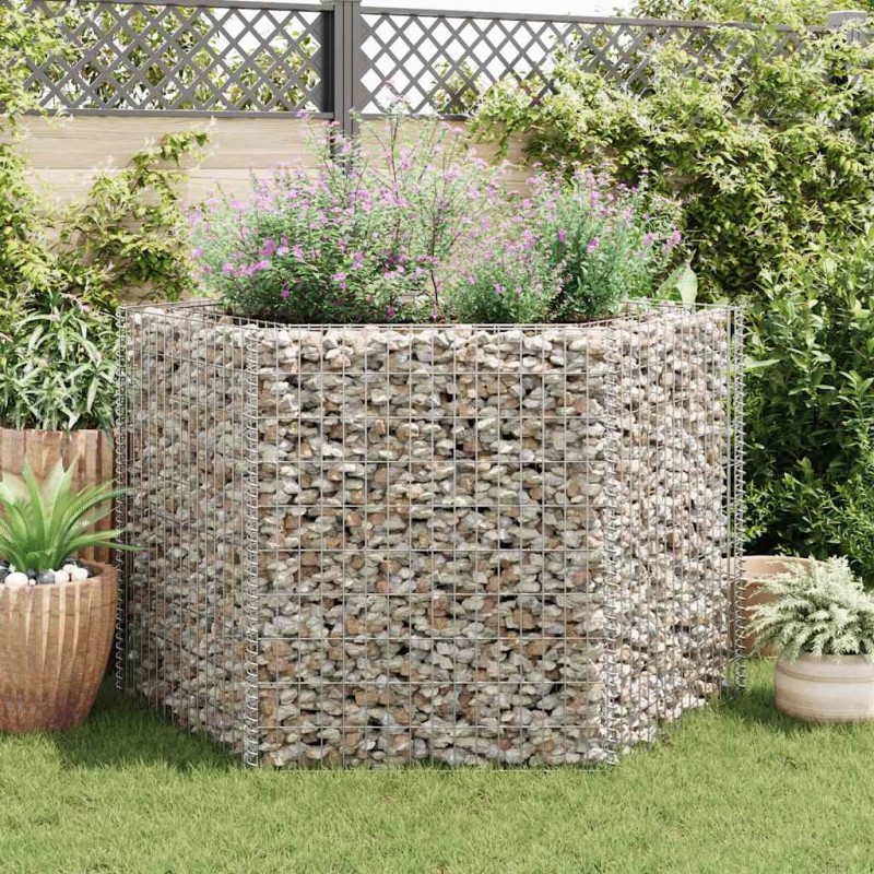 Lit surélevé à gabion hexagonale 160x140x100 cm 