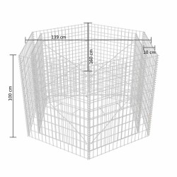 Lit surélevé à gabion hexagonale 160x140x100 cm 