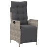 Chaise inclinable de jardin avec repose-pied gris clair rotin 