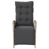 Chaise inclinable de jardin avec repose-pied gris clair rotin 