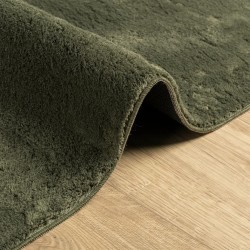 Tapis HUARTE à poils courts doux et lavable vert forêt 80x250cm 