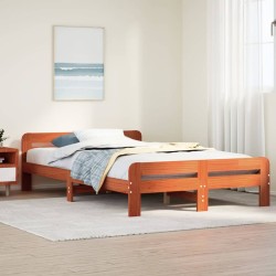 Cadre de lit sans matelas cire marron 120x190cm bois pin massif 
