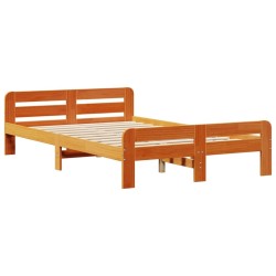 Cadre de lit sans matelas cire marron 120x190cm bois pin massif 
