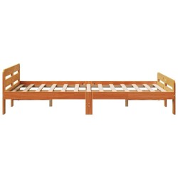 Cadre de lit sans matelas cire marron 120x190cm bois pin massif 