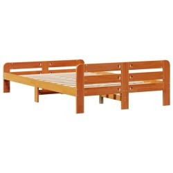 Cadre de lit sans matelas cire marron 120x190cm bois pin massif 