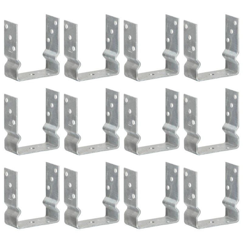 Piquets de clôture 12 pcs argenté 12x6x15 cm acier galvanisé Piquets de clôture 12 pcs argenté 12x6x15 cm acier galvanisé