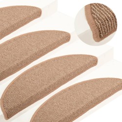 Tapis de marches d'escalier 15 pcs Marron clair 65x21x4 cm 