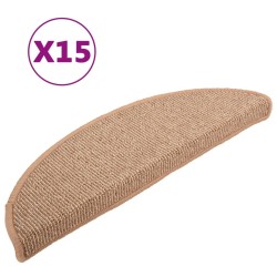 Tapis de marches d'escalier 15 pcs Marron clair 65x21x4 cm 