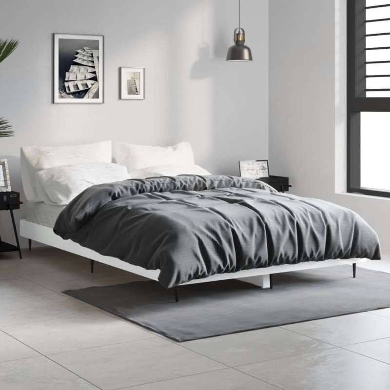 Cadre de lit sans matelas blanc 120x190 cm bois d'ingénierie Cadre de lit sans matelas blanc 120x190 cm bois d'ingénierie