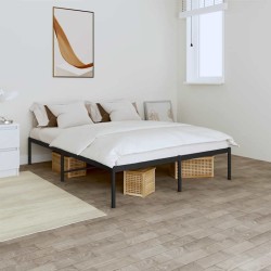 Cadre de lit métal sans matelas noir 160x200 cm 