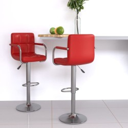 Tabourets de bar lot de 2 rouge bordeaux similicuir 