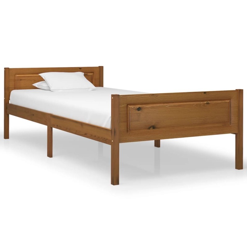 Cadre de lit sans matelas pin massif marron miel 100x200 cm Cadre de lit sans matelas pin massif marron miel 100x200 cm