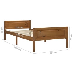 Cadre de lit sans matelas pin massif marron miel 100x200 cm 