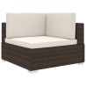 Chaise d'angle 1 pc et coussins Résine tressée Marron 
