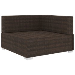 Chaise d'angle 1 pc et coussins Résine tressée Marron 