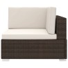 Chaise d'angle 1 pc et coussins Résine tressée Marron 