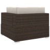 Chaise d'angle 1 pc et coussins Résine tressée Marron 