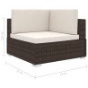 Chaise d'angle 1 pc et coussins Résine tressée Marron 