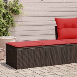 Salon de jardin avec coussins 2pcs marron résine tressée acacia 