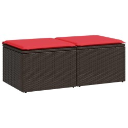 Salon de jardin avec coussins 2pcs marron résine tressée acacia 