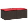 Salon de jardin avec coussins 2pcs marron résine tressée acacia 