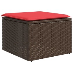 Salon de jardin avec coussins 2pcs marron résine tressée acacia 