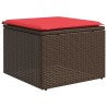 Salon de jardin avec coussins 2pcs marron résine tressée acacia 