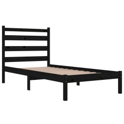 Cadre de lit sans matelas noir bois massif 