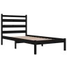 Cadre de lit sans matelas noir bois massif 