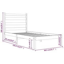 Cadre de lit sans matelas noir bois massif 