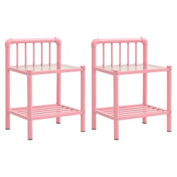 Tables de chevet 2 pcs Rose et transparent Métal et verre 