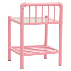 Tables de chevet 2 pcs Rose et transparent Métal et verre 