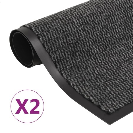 Paillassons rectangulaires 2 pcs 80 x 120 cm Anthracite 