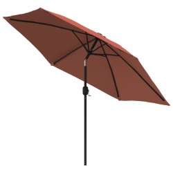 Parasol de jardin avec mât en métal terre cuite 300 cm 