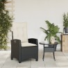 Chaise inclinable de jardin avec coussins noir résine tressée 