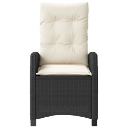 Chaise inclinable de jardin avec coussins noir résine tressée 